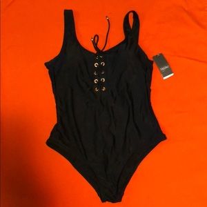 Mossimo deep back black one piece bathing suit